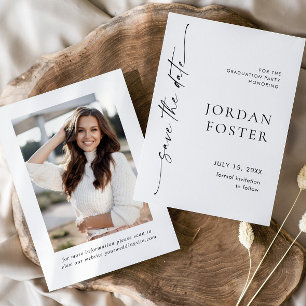 Elegantes Minimalistisches Abschluss Foto Save The Date