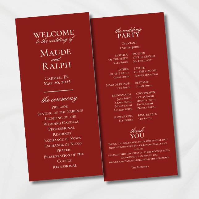 Elegantes Minimalistisches altes Geld kühne rote H (Classic Red with Modern Luxury Font Wedding Suite, a perfect elegant touch for the event.)