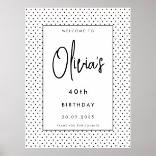 Elegantes Minimalistisches B&W 40. Geburtstag Part Poster