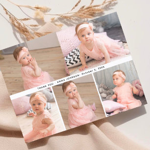 Elegantes Minimalistisches Baby-Dusche-Foto Dankeskarte