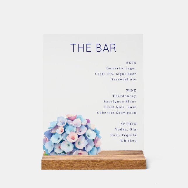 Elegantes minimalistisches Bar-Menü in Navyblau Acrylschild (Vorderseite)