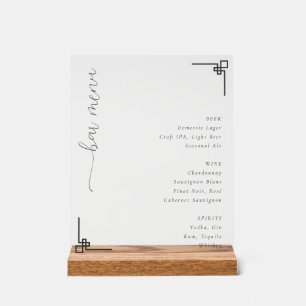 Elegantes minimalistisches Barmenü Acrylschild