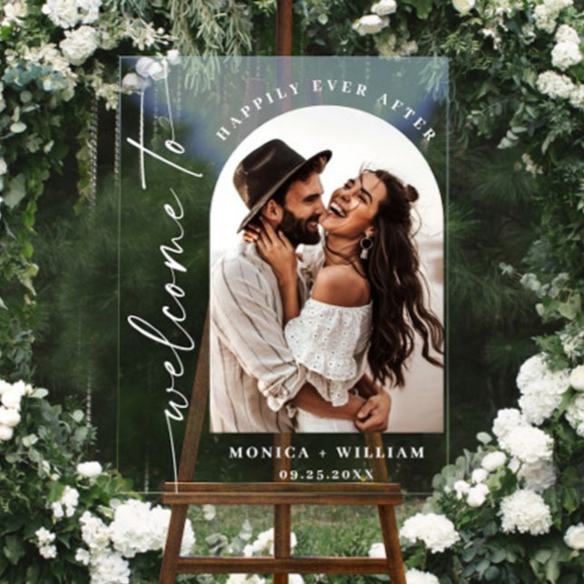 Elegantes Minimalistisches Begrüßungs-Foto Acrylschild (Von Creator hochgeladen)