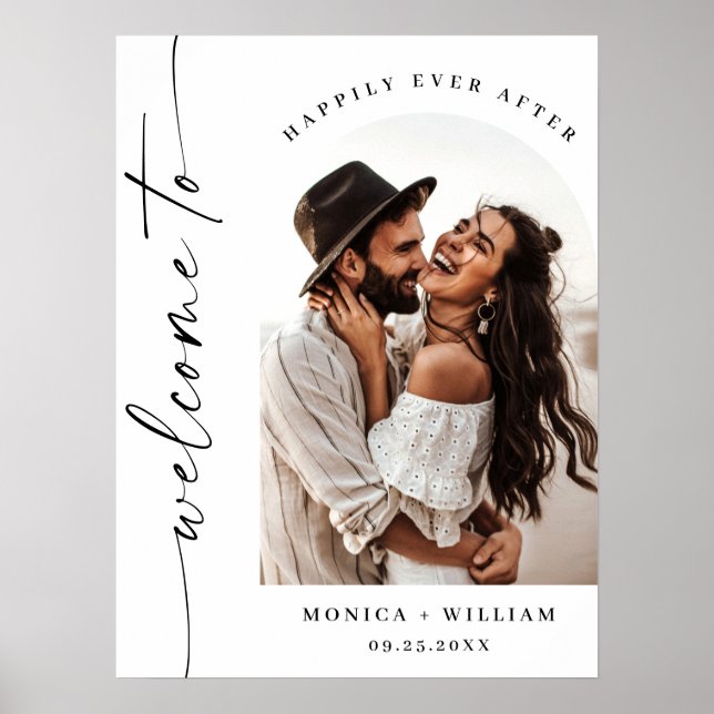 Elegantes Minimalistisches Begrüßungs-Foto Poster (Vorne)