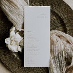Elegantes Minimalistisches Beige-Menü für Hochzeit Menükarte<br><div class="desc">Elegant minimalistisch,  Hochzeitsgast Platzkarte und Menü. Merkmale,  moderne beige Typografie und passende solide Farbunterlage.</div>