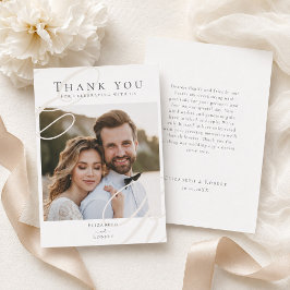 Elegantes Minimalistisches Beige Monogram Wedding Dankeskarte