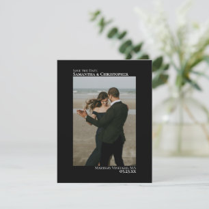 Elegantes Minimalistisches Black Vertical Foto Save The Date