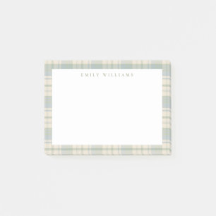 Elegantes minimalistisches blau-grün kariertes Des Post-it Klebezettel