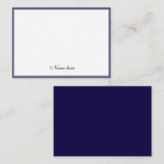 Elegantes minimalistisches Blau- und Weiß-Doppelra Mitteilungskarte