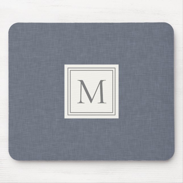 Elegantes Minimalistisches blaugraues Imitat Linen Mousepad (Vorne)