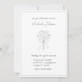 Elegantes Minimalistisches Blume- und Bow-Brautpar Einladung