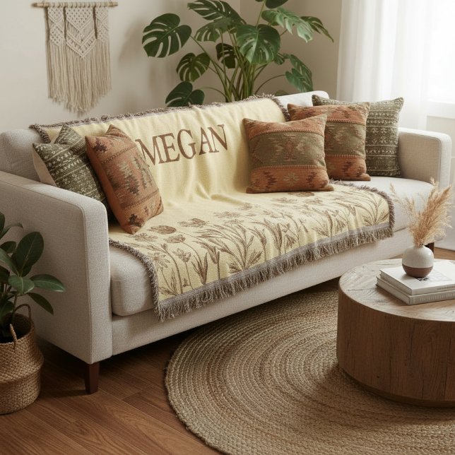 Elegantes Minimalistisches Blumendesign mit Monogr Decke (Von Creator hochgeladen)