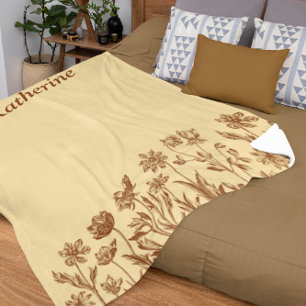 Elegantes minimalistisches Blumendesign mit Monogr Sherpadecke