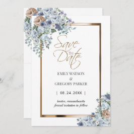 Elegantes Minimalistisches Blumengold Save the Dat Save The Date