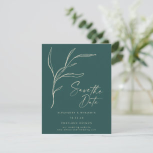 Elegantes Minimalistisches Blumengrün Personalisie Save The Date
