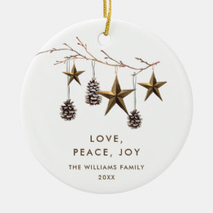 Elegantes Minimalistisches Boho Frohe Weihnachts-F Keramik Ornament