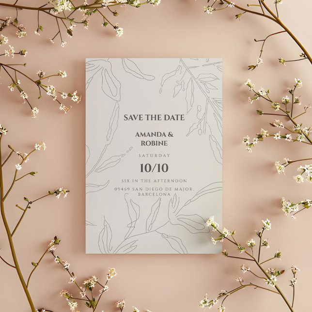 Elegantes Minimalistisches botanisches Save the Da Date (Von Creator hochgeladen)