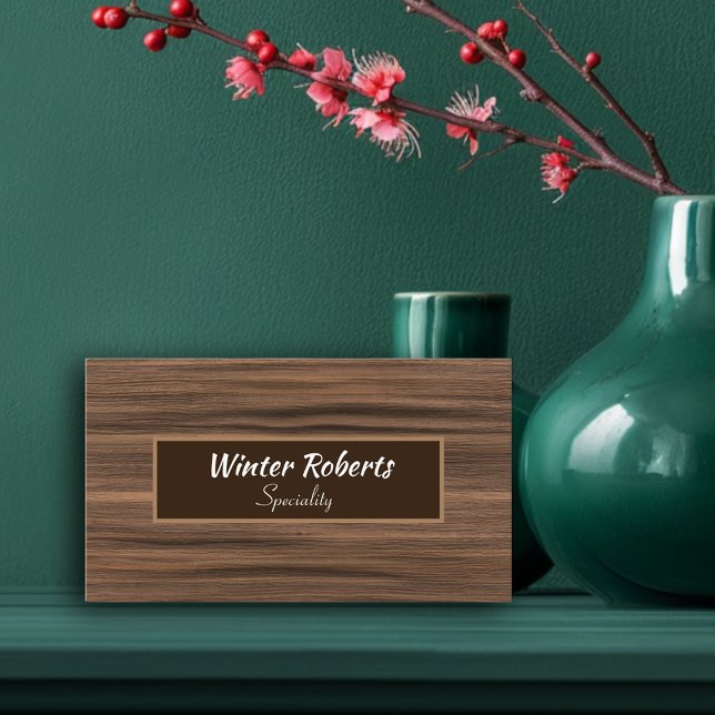 Elegantes, minimalistisches, braunes Holz Visitenkarte (Simple woody design-chic business card for Carpenter and other wood professionals)