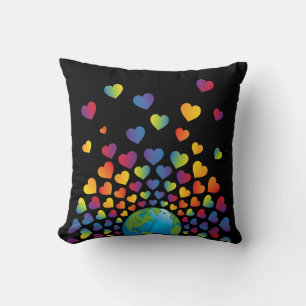 Elegantes minimalistisches bunter Regenbogen Herz Kissen
