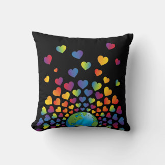 Elegantes minimalistisches bunter Regenbogen Herz Kissen