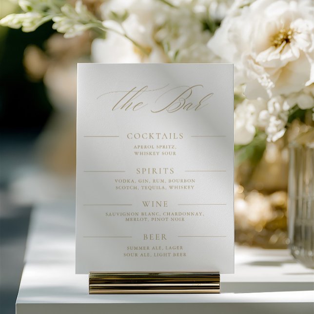 Elegantes Minimalistisches Calligrafy Wedding Bar  (Elegant Minimalist Calligraphy Wedding Bar Menu)