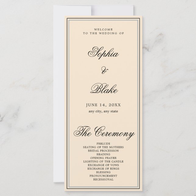 Elegantes Minimalistisches Champagner-Hochzeitspro (Vorderseite)