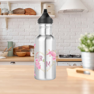 Elegantes minimalistisches Chic Anfangsbuchstabe M Edelstahlflasche