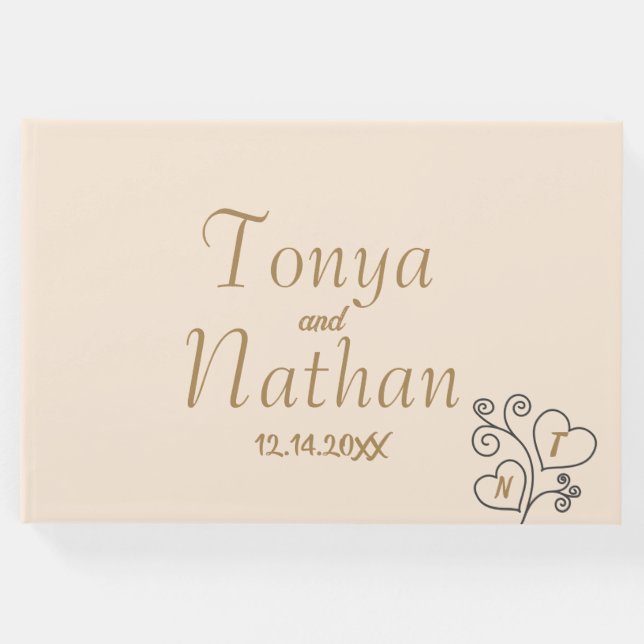 Elegantes Minimalistisches Cream White Wedding Mon Gästebuch (Vorderseite)