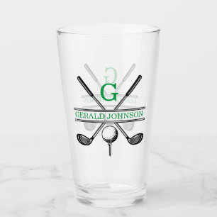 Elegantes Minimalistisches Custom Golf Monogram Glas