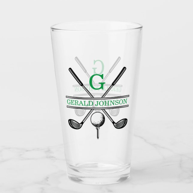 Elegantes Minimalistisches Custom Golf Monogram Glas (Vorderseite)