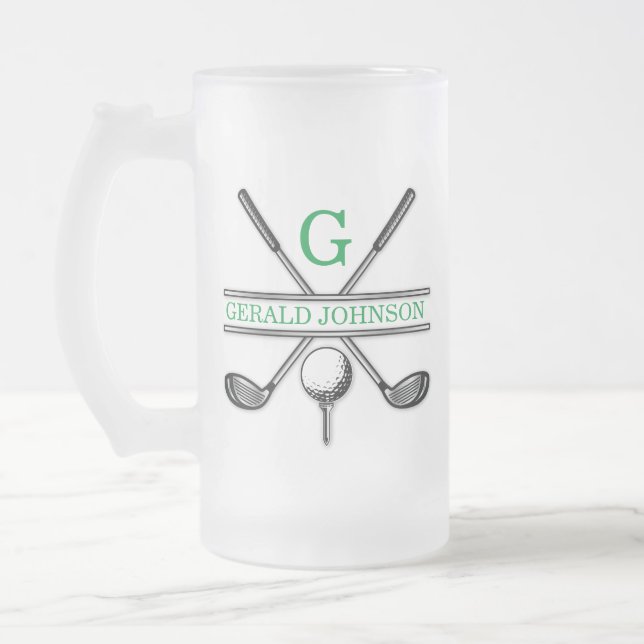 Elegantes Minimalistisches Custom Golf Monogram Ma Mattglas Bierglas (Links)