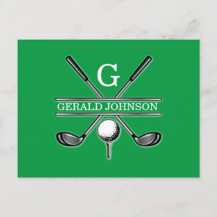Elegantes Minimalistisches Custom Golf Monogram Postkarte