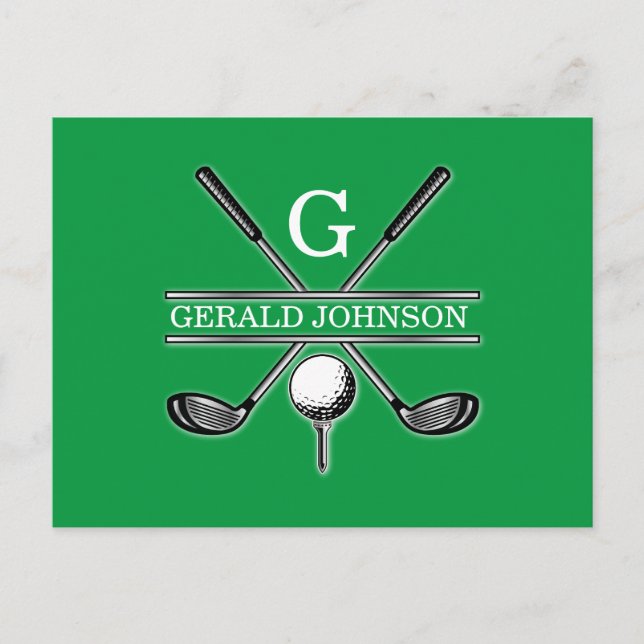 Elegantes Minimalistisches Custom Golf Monogram Postkarte (Vorderseite)