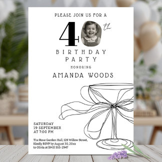 Elegantes minimalistisches Design 40. Party Einladung