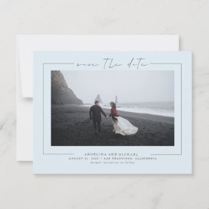 Elegantes Minimalistisches Dusty Blue Foto Save The Date