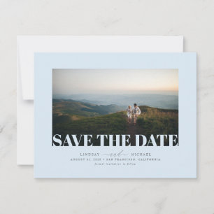 Elegantes Minimalistisches Dusty Blue Foto Save The Date