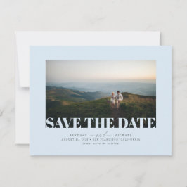 Elegantes Minimalistisches Dusty Blue Save the Dat Date