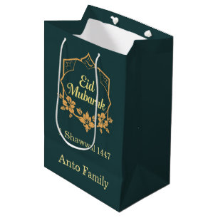 Elegantes minimalistisches Eid Mubarak-Geschenk Mittlere Geschenktüte