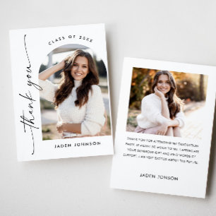 Elegantes Minimalistisches Einfaches Abschluss 2 F Dankeskarte