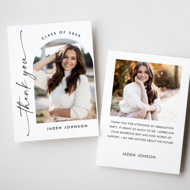 Elegantes Minimalistisches Einfaches Abschluss 2 F Dankeskarte (Von Creator hochgeladen)