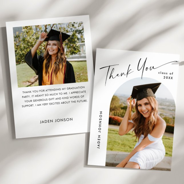 Elegantes Minimalistisches Einfaches Abschluss 2 F Dankeskarte (Von Creator hochgeladen)