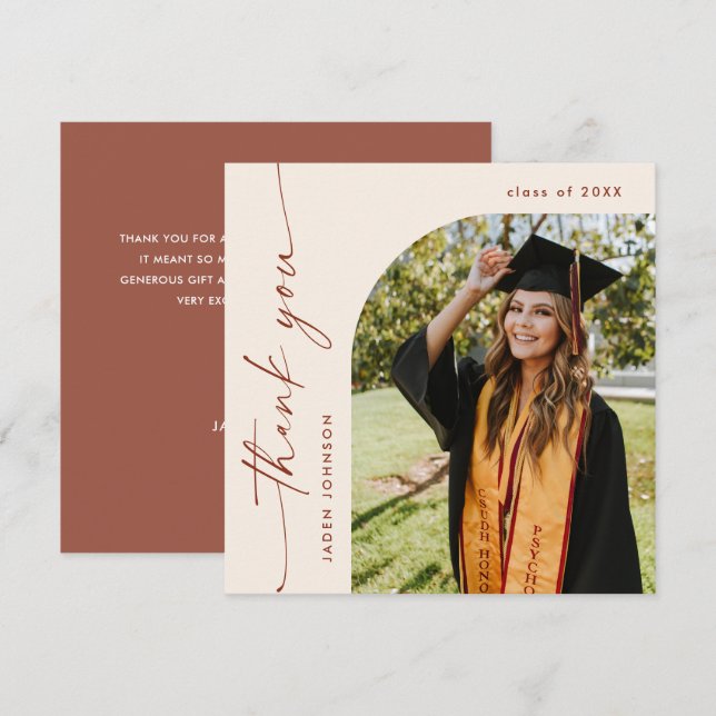 Elegantes Minimalistisches Einfaches Abschluss Ein Dankeskarte (Vorne/Hinten)