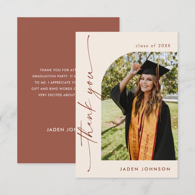 Elegantes Minimalistisches Einfaches Abschluss Ein Dankeskarte (Vorne/Hinten)