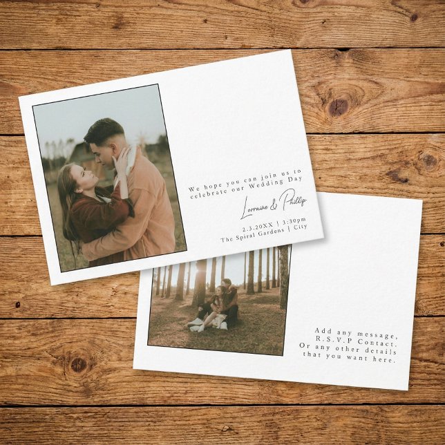 Elegantes Minimalistisches Einfaches Foto Hochzeit Einladung (Elegant Minimalist Simple Photo Wedding Invitation)
