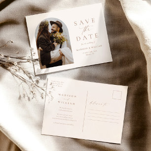 Elegantes Minimalistisches Elfenbein-Foto Save the Postkarte