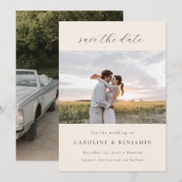 Elegantes Minimalistisches Elfenbeinskript Hochzei Save The Date