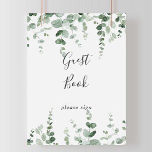 Elegantes minimalistisches Eukalyptus-Gästebuch-Sc Poster