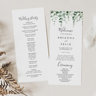 Elegantes Minimalistisches Eukalyptus-Hochzeitspro Programm