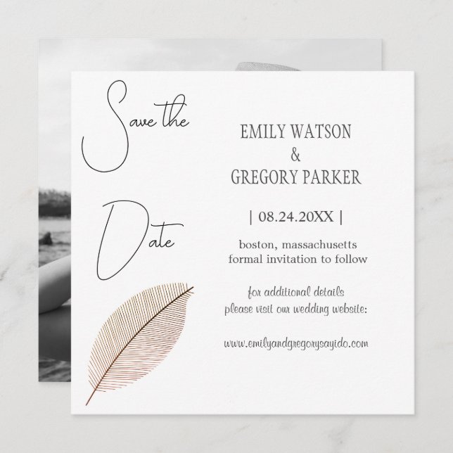 Elegantes minimalistisches Foto aus abstraktem Bla Save The Date (Vorne/Hinten)