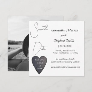 Elegantes minimalistisches Foto aus schwarzem Herz Save The Date